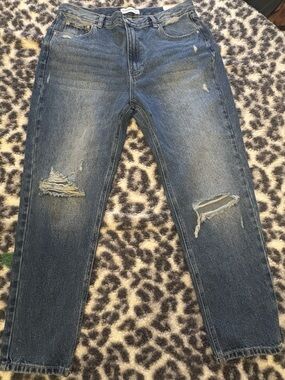Pull&Bear Mom High Rise Ankle Length Jeans Blue Waist 12